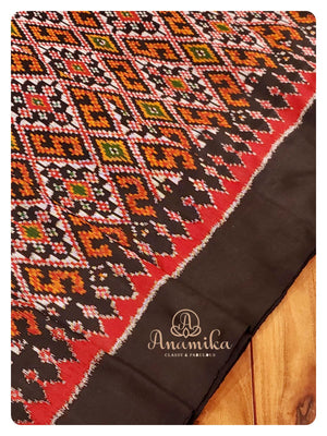 Black Ikkat Patola Saree with Orange Blouse