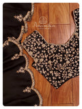 Black crepe saree with zardosi work