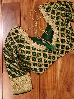 Green Bandini Georgette Blouse with Work