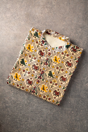 Cream Patol Kurta on Tussar Silk