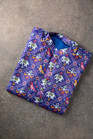 Purple Patola Kurta on Tussar Fabric