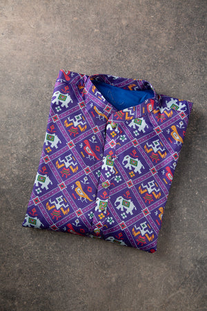 Purple Patola Kurta on Tussar Silk