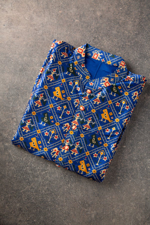 Dark Blue Patola Kurta on Tussar Silk