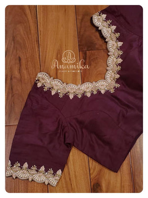 Chocolate Brown Scallop work blouse