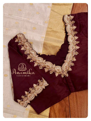 Chocolate Brown Scallop work blouse