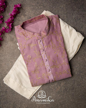 Pretty Lavender Chanderi Silk Kurta