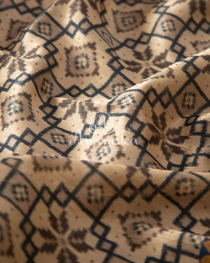 Tussar silk saree paired with a beautiful contrast black blouse