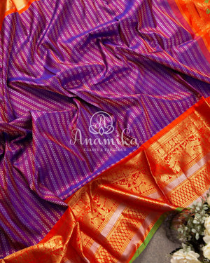 Vibrant Gadwal Kanchi saree in Purple