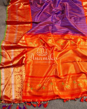 Vibrant Gadwal Kanchi saree in Purple