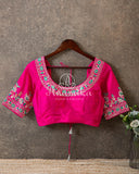 Hot Pink Blouse with zardosi and thread work