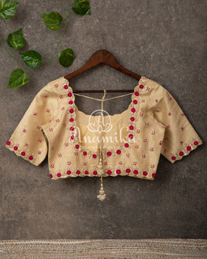 Beige Color blouse with zardosi and thread work