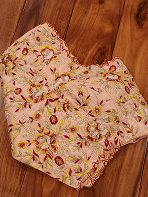 Peach Pink Heavy Embroidery Blouse with zardosi, thread and pearl work - Exclusive