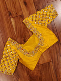 Yellow Blouse with heavy sequins and thread work