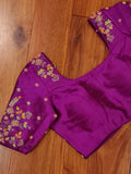 Purple Blouse with multi color cutdana work