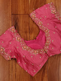 Rose Pink Blouse with intricate thread and zari work