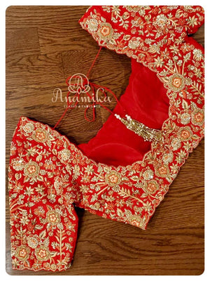 Red Heavy work Bridal blouse