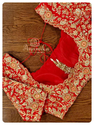 Red Heavy work Bridal blouse