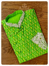 Leaf Green Ikkat Silk Kurta with zardosi work motif
