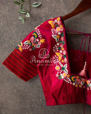 Peach Twill Silk Saree with maroonish red handwoven patola border