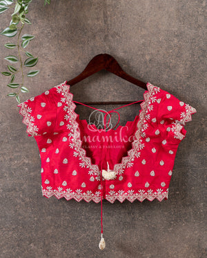 Silverish Grey Chikankari Georgette with contrast Pink blouse