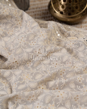 Silverish Grey Chikankari Georgette with contrast Pink blouse