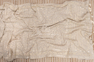 Silverish Grey Chikankari Georgette with contrast Pink blouse