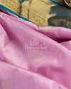 Pastel Pink Kanchipattu saree with contrast teal blue border