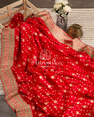 Laal pure Banarasi Silk saree