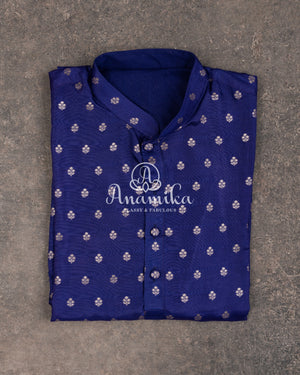 Royal Blue Kurta on silk base with zari buttas