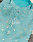 Light Pastel Blue Kurta on silk base with zari buttas