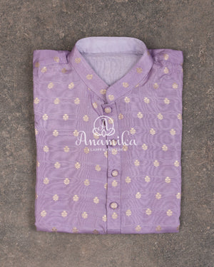 Lilac/Lavender Kurta on silk base with zari buttas