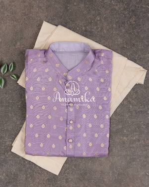 Lilac/Lavender Kurta on silk base with zari buttas