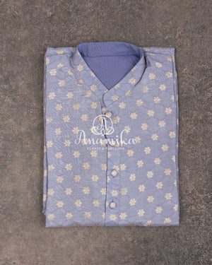 Light Pastel Lavender Kurta on silk base with zari buttas