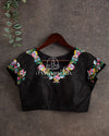 Black short sleeves blouse with multi color cutdana work