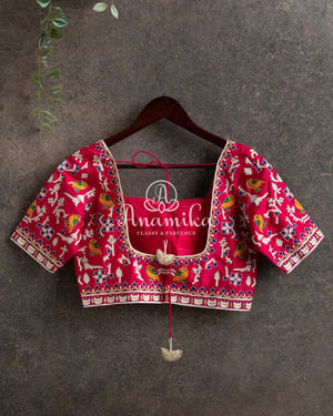 Hot Pink Blouse with thread embroidery