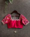 Hot Pink Blouse with thread embroidery