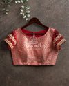Beautiful Banarasi Brocade blouse with net sleeves and intricately designed work