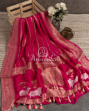 Hot Pink Banarasi georgette saree with pichwai pallu and pure brocade blouse