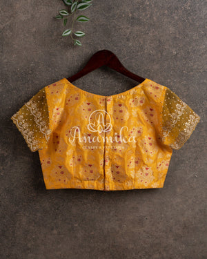 Hot Pink Banarasi georgette saree with pichwai pallu and pure brocade blouse