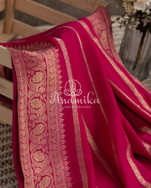 Hot Pink Banarasi georgette saree with pichwai pallu and pure brocade blouse