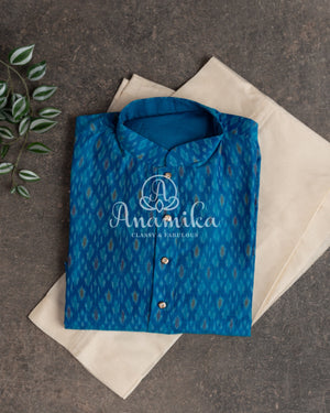 Ikkat Silk Kurta in a lovely blue shade