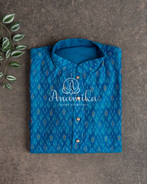 Ikkat Silk Kurta in a lovely blue shade