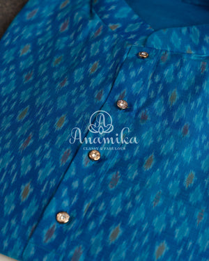 Ikkat Silk Kurta in a lovely blue shade