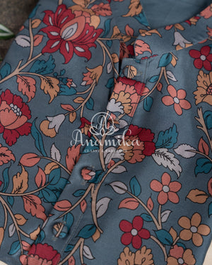 Beautiful Bright Blue Kalamkari Kurta on Silk base fabric