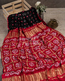 Black/Red Pure Gaji Silk saree with bandini