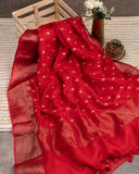 Red Silk Kota saree with a kalamkari silk blouse