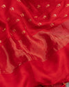 Red Silk Kota saree with a kalamkari silk blouse