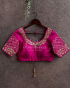 Hot Pink color blouse with gold zardosi embroidery