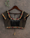 Black color blouse with gold zardosi and multi color thread embroidery