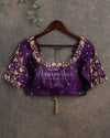 Purple color blouse with gold zardosi embroidery